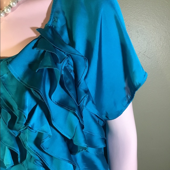Lane Bryant 18/20 Ruffled Teal Blouse - Picture 2 of 4
